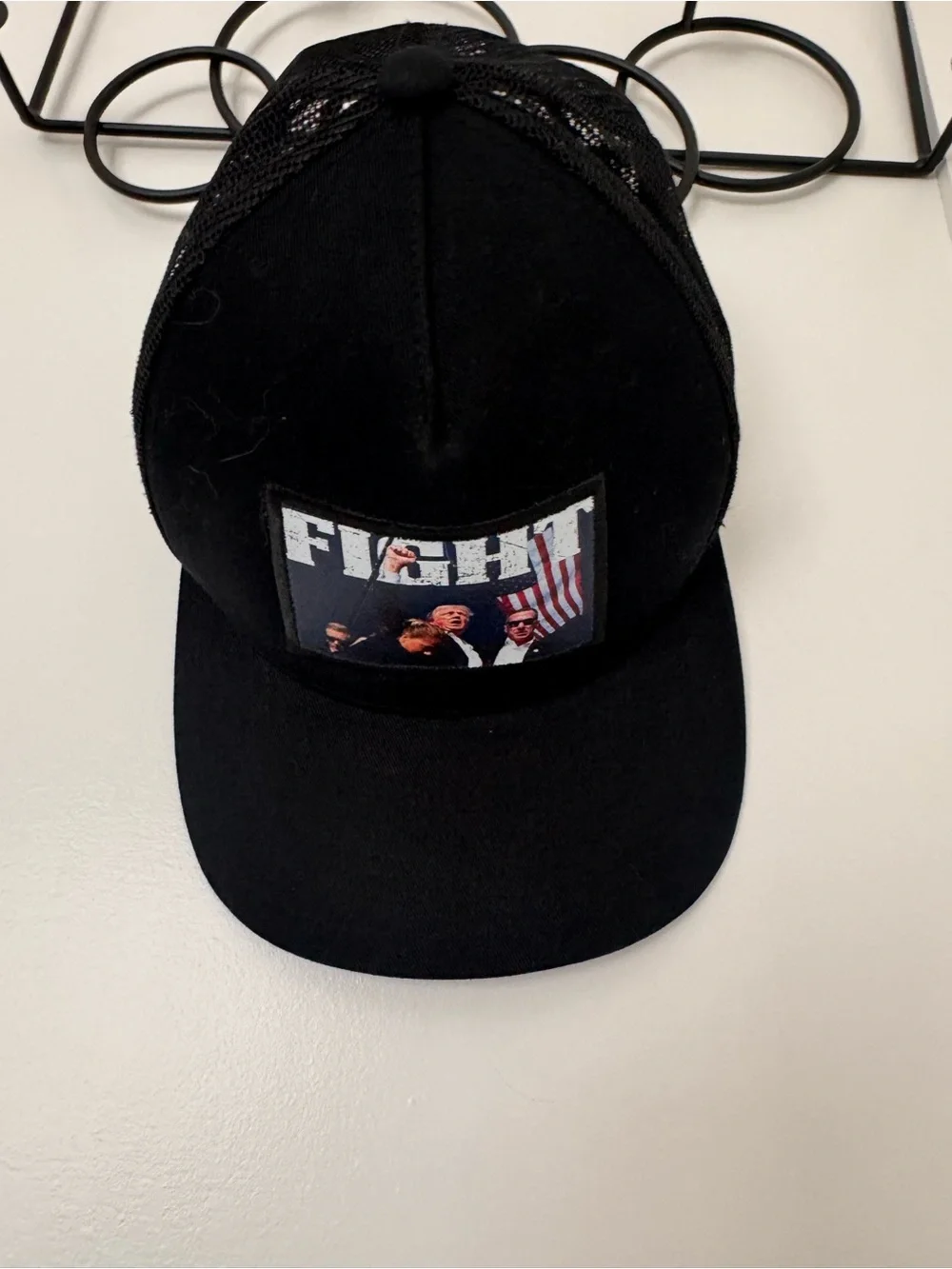 Black Men's Trucker Cap with 'FIGHT' Trump never worn